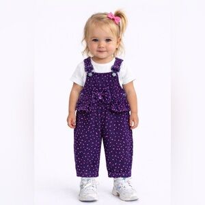 Purple corduroy polkadot bubble overalls size 12m‎